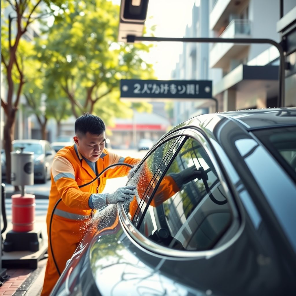 手洗い洗車の様子